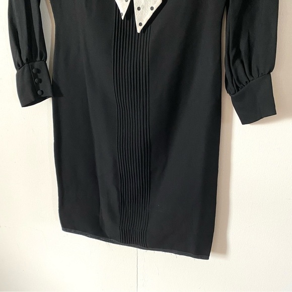 Vintage Little Black Dress White Polkadot Bow 60s Bobbie Brooks Womens Small - Picture 2 of 11